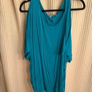 Blue Sleeveless Pleated Blouse
